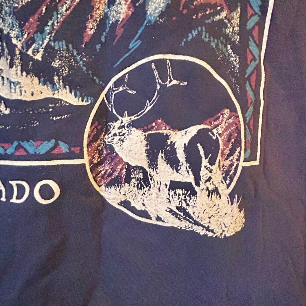 VINTAGE Single Stitch Denver Colorado Destination Elk Wolf Eagle USA Mens XL - Picture 6 of 10